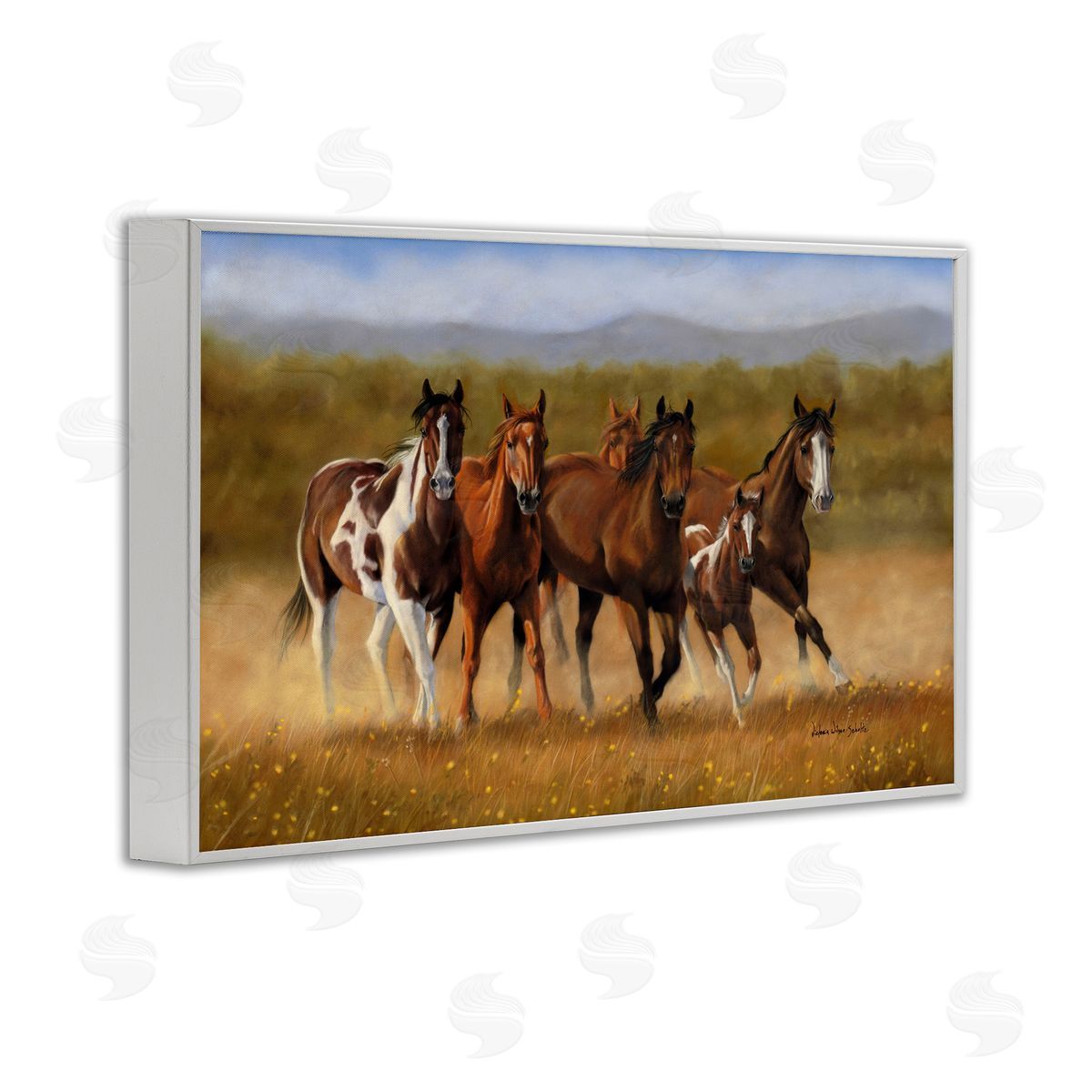 Foal's First Run White Frame Print Wall Art, Home Decor by Victoria Schultz