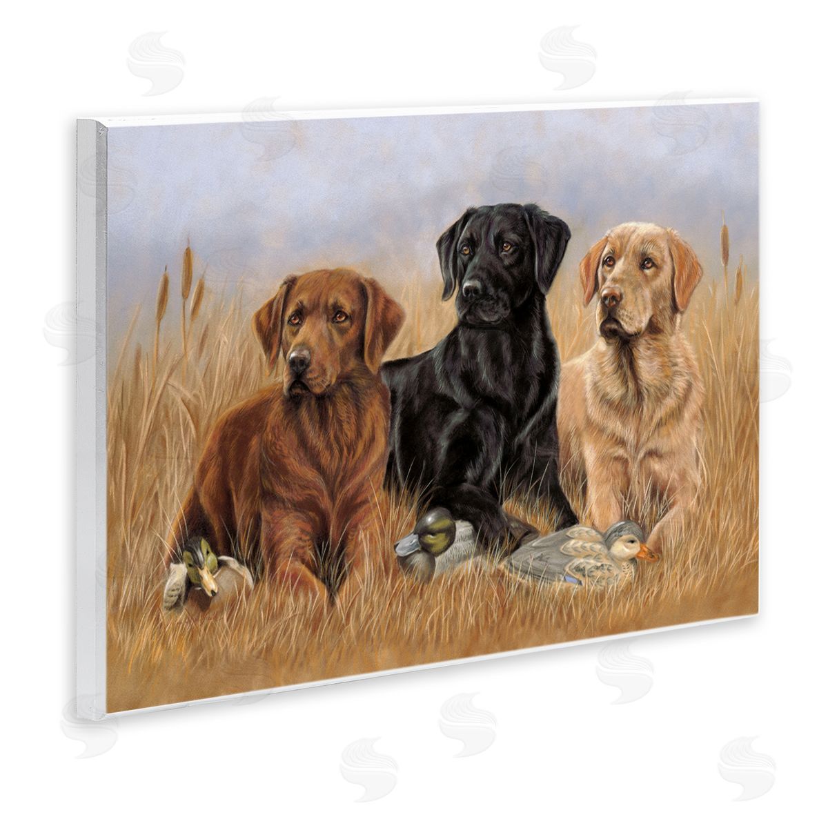 Dog Trio and Ducks Wood Plaque Wall Art, Home Decor by Victoria Schultz