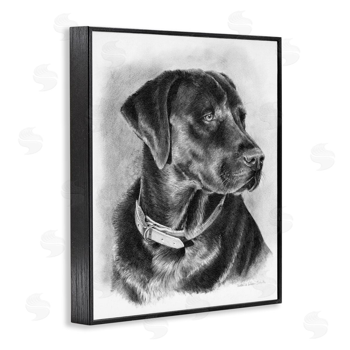 Black Lab Drawing Black Frame Print Wall Art, Home Decor by Victoria Schultz