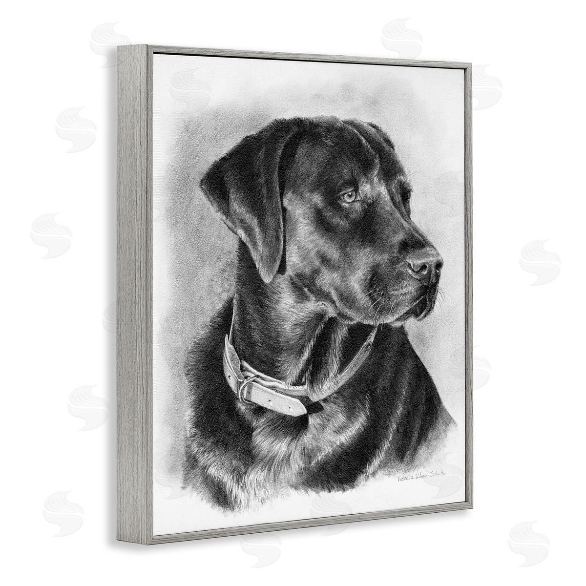 Black Lab Drawing Grey Frame Print Wall Art, Home Decor by Victoria Schultz