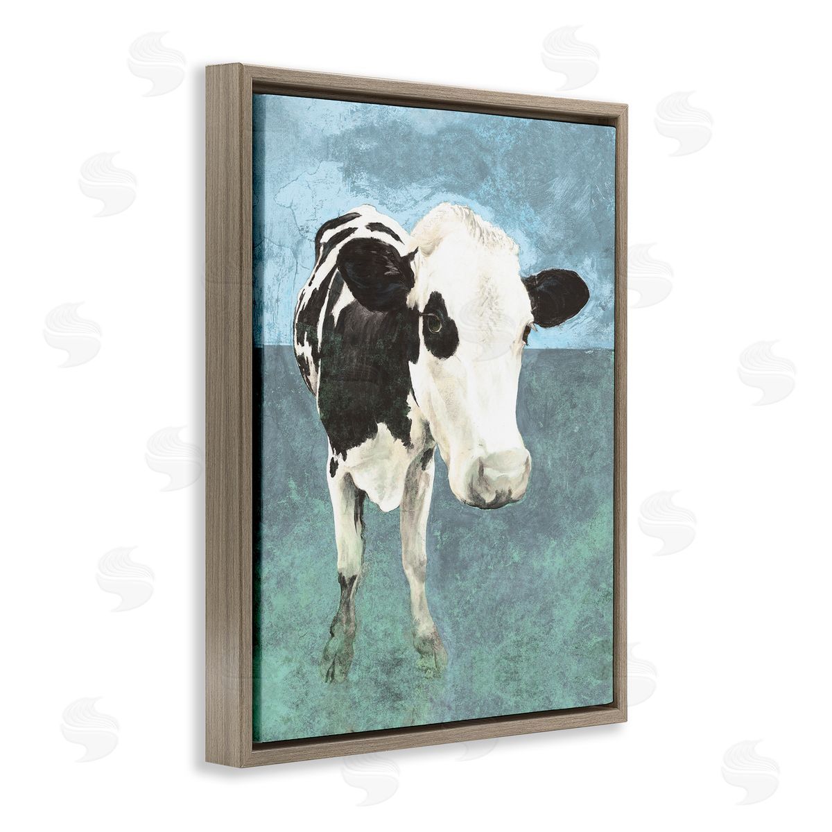 Simple Farmhouse Cow Brown Floating Frame Canvas Wall Art, Home Decor by White Ladder