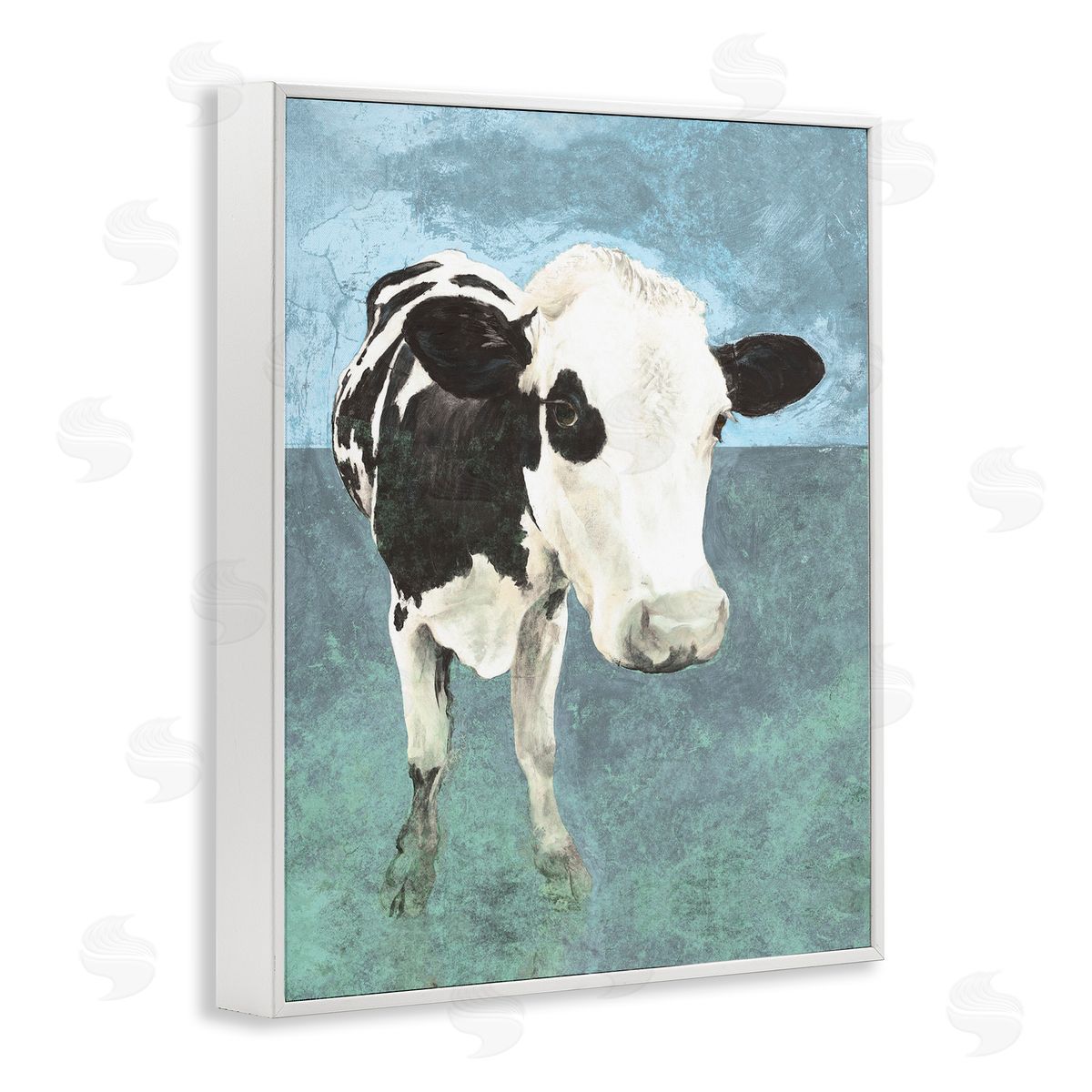 Simple Farmhouse Cow White Frame Print Wall Art, Home Decor by White Ladder