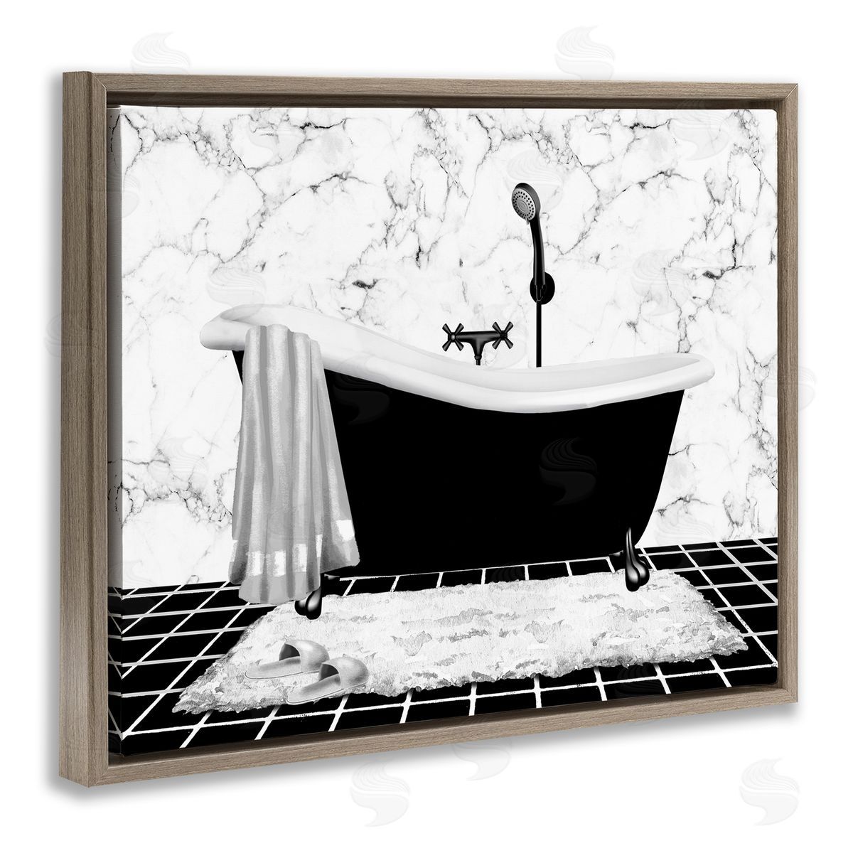 Marble Pattern Tub Brown Floating Frame Canvas Wall Art, Home Decor by Conrad Knutsen