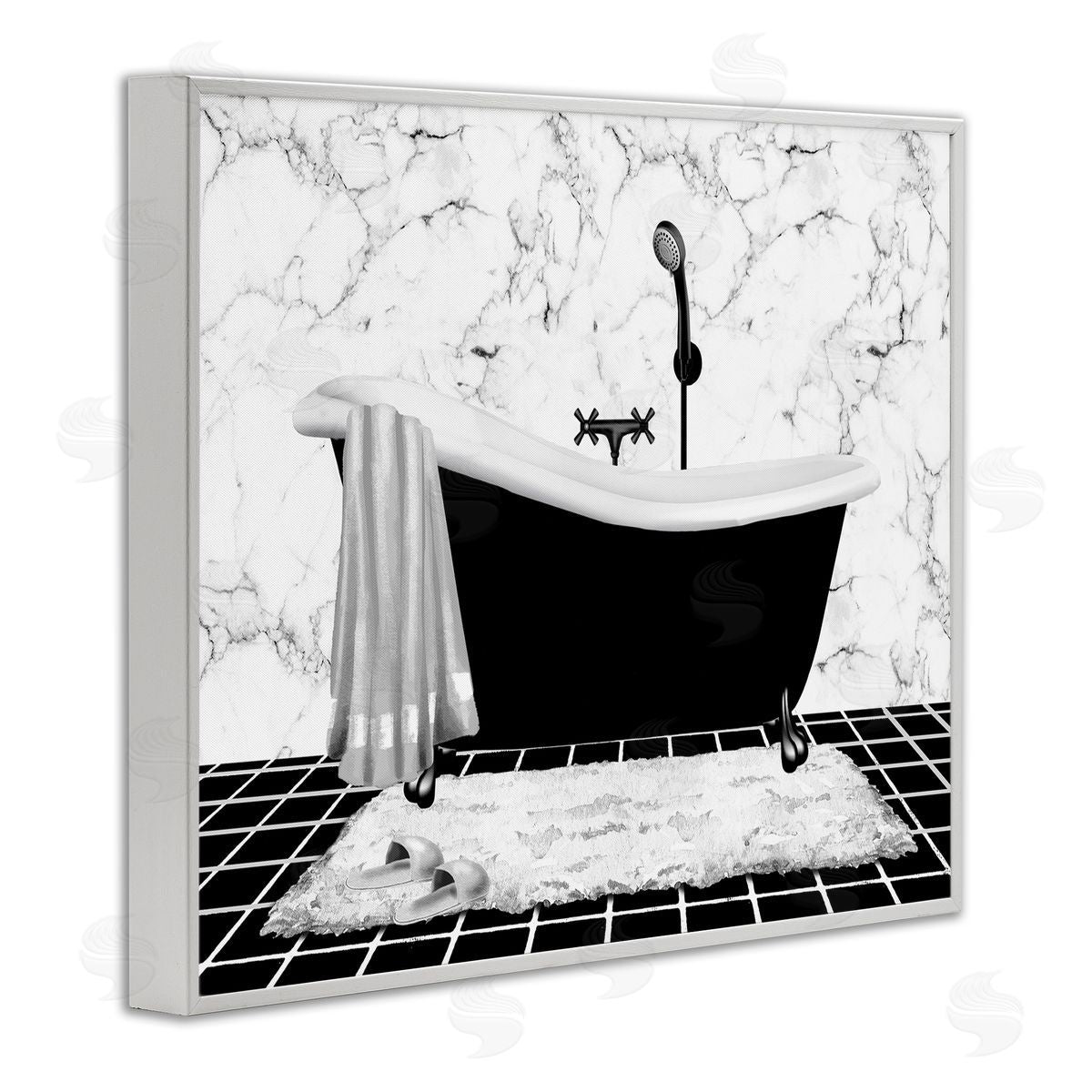 Marble Pattern Tub White Frame Print Wall Art, Home Decor by Conrad Knutsen