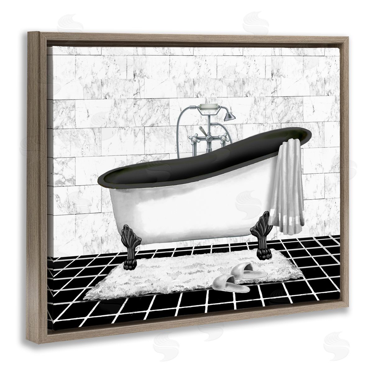Marble Pattern Bath Brown Floating Frame Canvas Wall Art, Home Decor by Conrad Knutsen