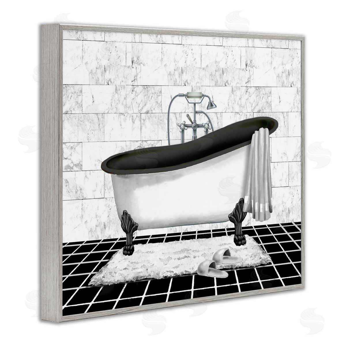 Marble Pattern Bath Grey Frame Print Wall Art, Home Decor by Conrad Knutsen