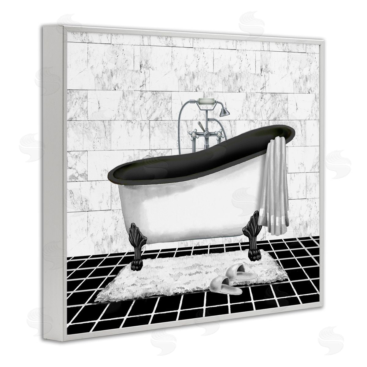 Marble Pattern Bath White Frame Print Wall Art, Home Decor by Conrad Knutsen