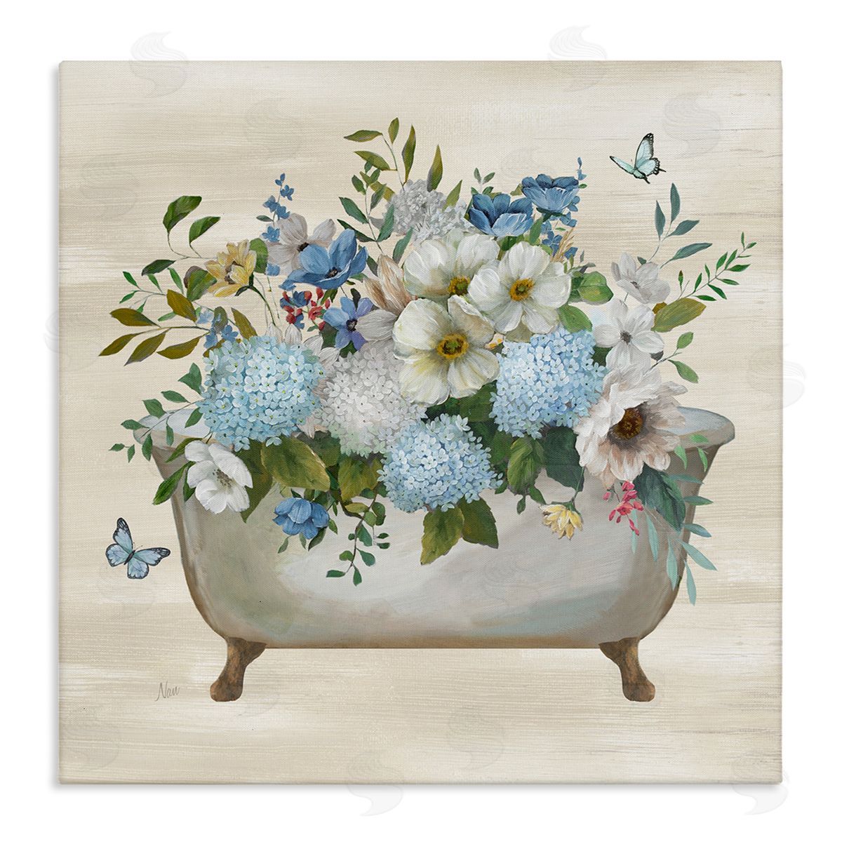Full Hydrangea Bathtub Canvas Wall Art, Home Decor by Nan