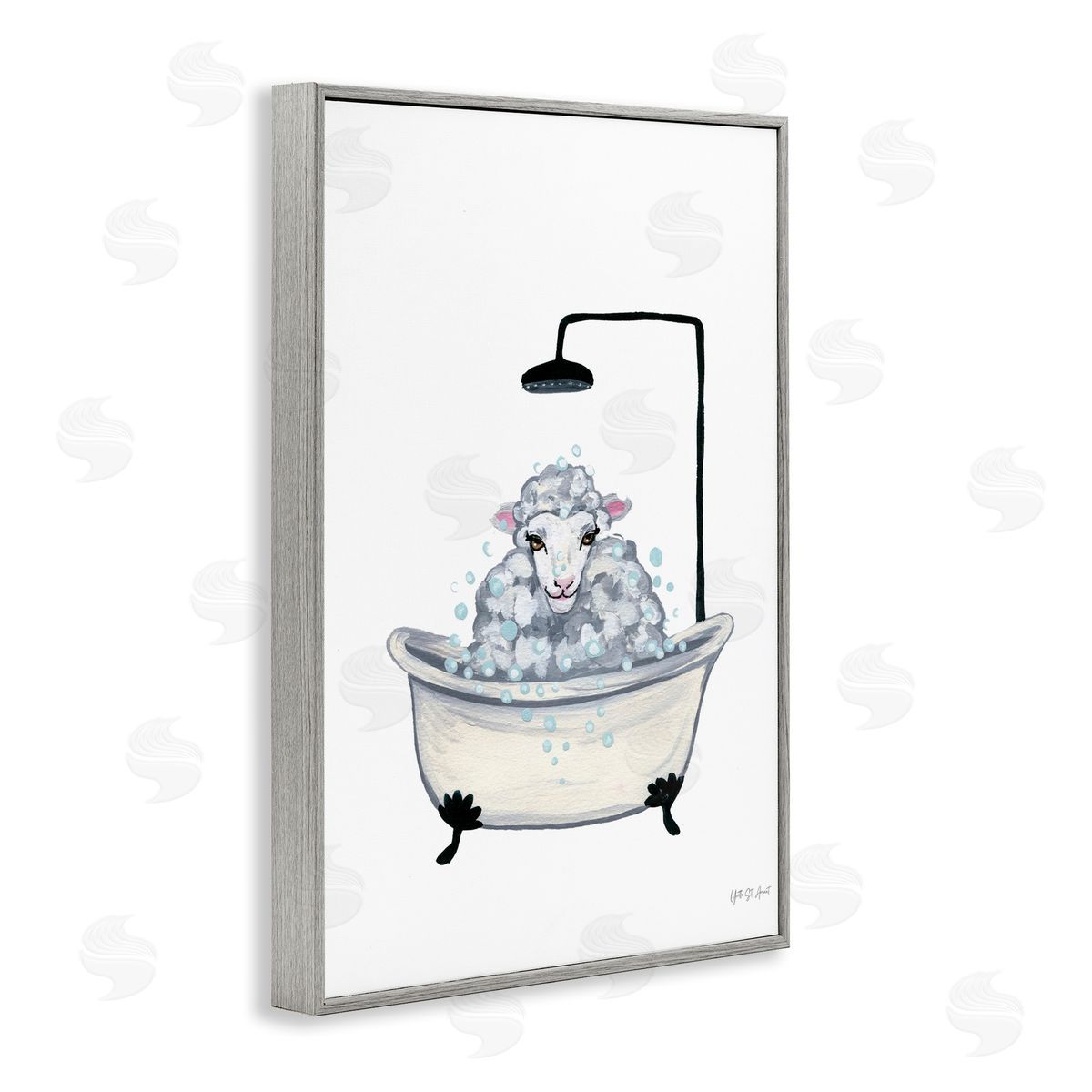 Farm Sheep Bathtub Grey Frame Print Wall Art, Home Decor by Yvette St. Amant