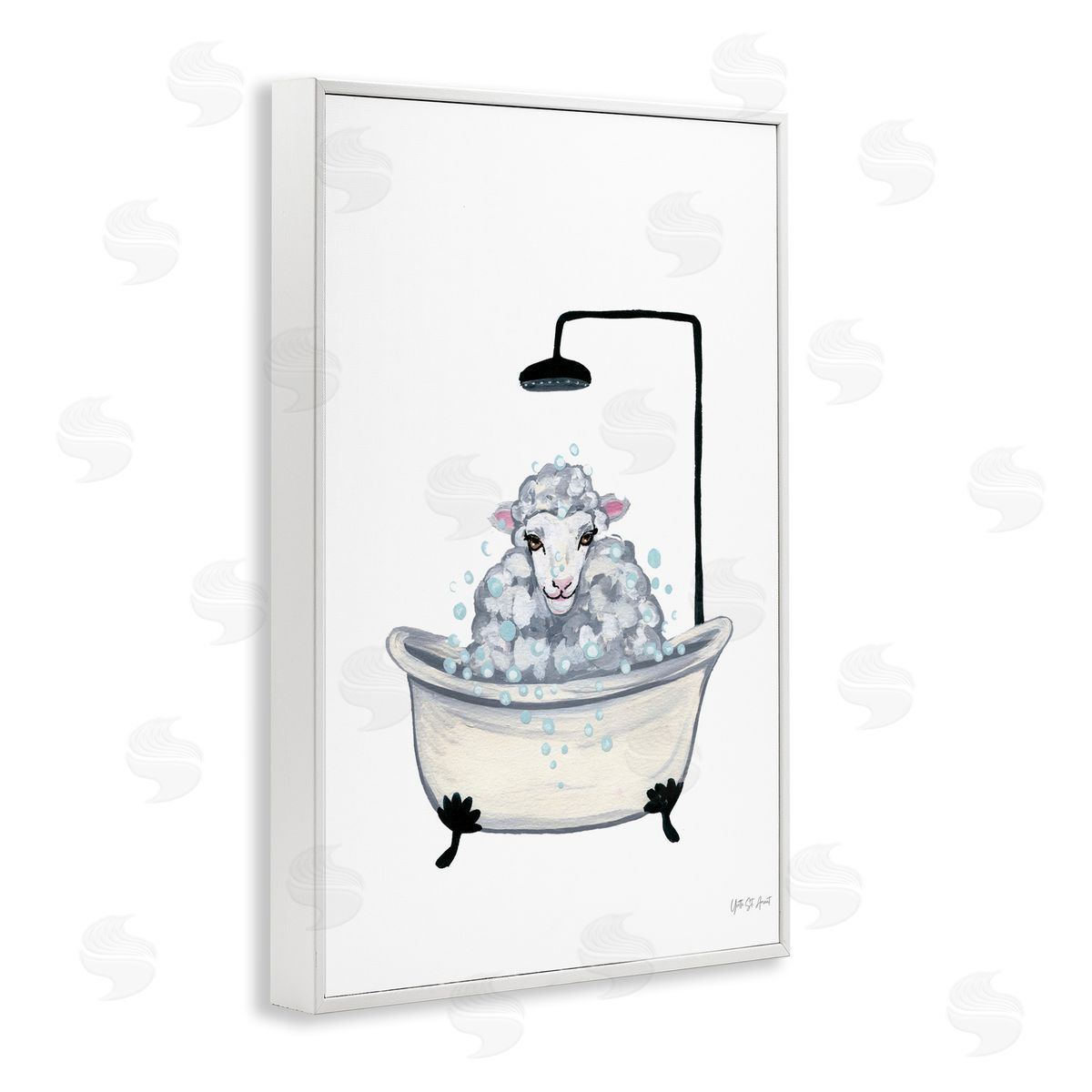 Farm Sheep Bathtub White Frame Print Wall Art, Home Decor by Yvette St. Amant