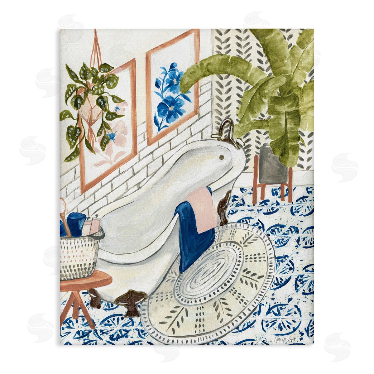 Boho Chic Bathtub Canvas Wall Art, Home Decor by Yvette St. Amant