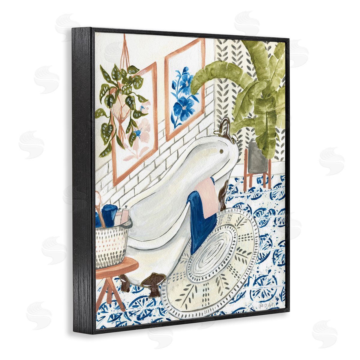 Boho Chic Bathtub Black Frame Print Wall Art, Home Decor by Yvette St. Amant