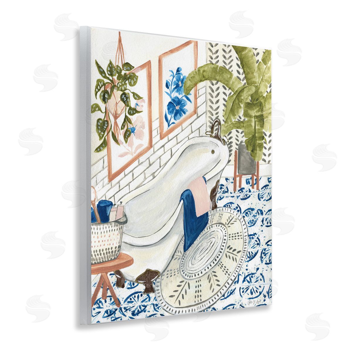 Boho Chic Bathtub Wood Plaque Wall Art, Home Decor by Yvette St. Amant