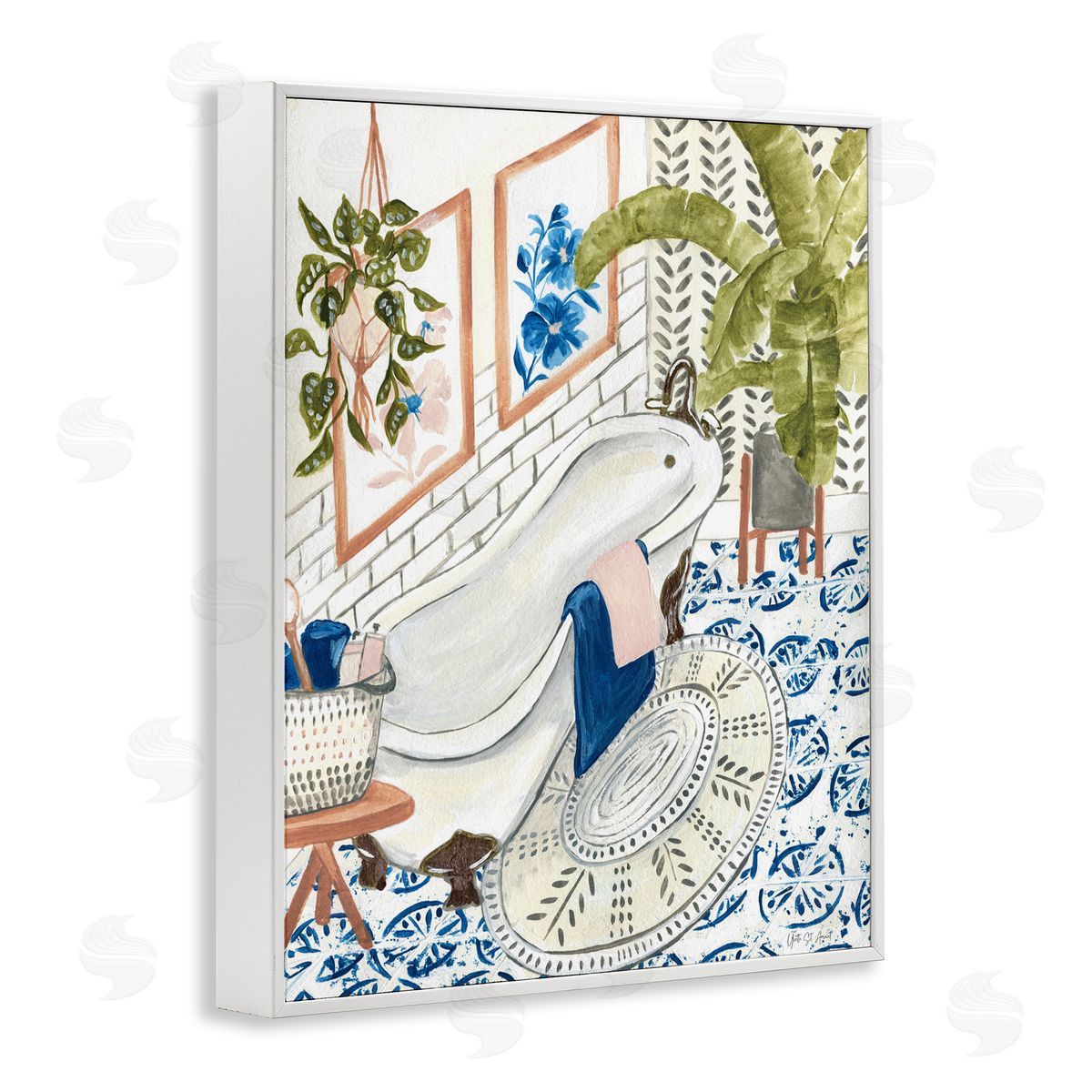 Boho Chic Bathtub White Frame Print Wall Art, Home Decor by Yvette St. Amant