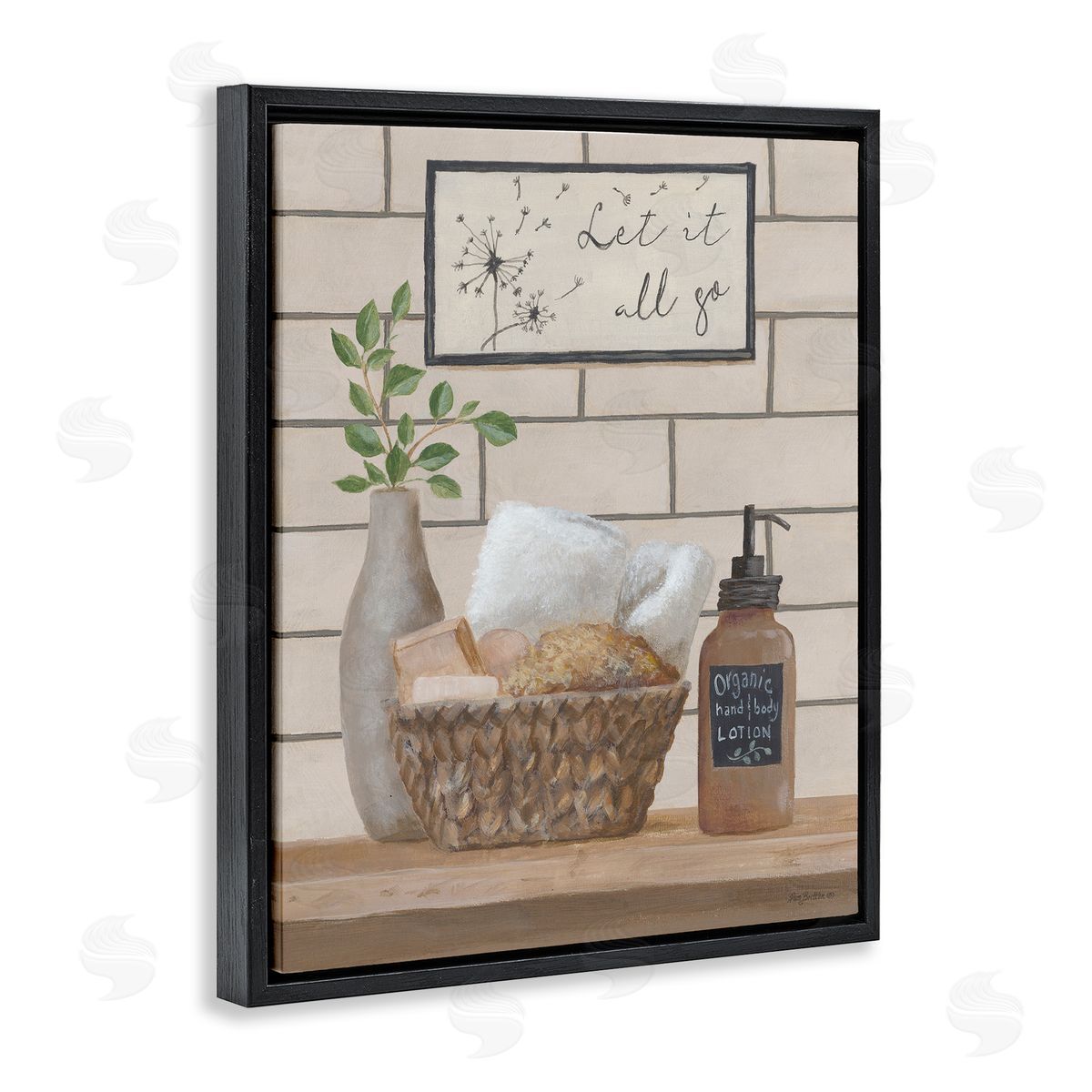 Let It Go Bath Black Floating Frame Canvas Wall Art, Home Decor by Pam Britton