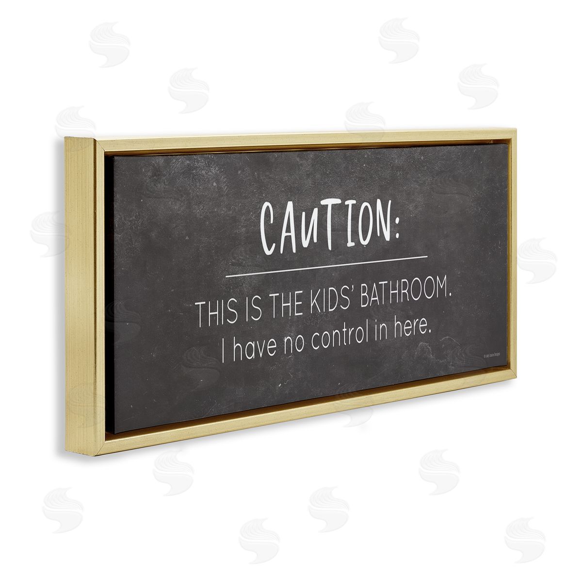 No Control Here Bathroom Gold Floating Frame Canvas Wall Art, Home Decor by Lady Louise Designs
