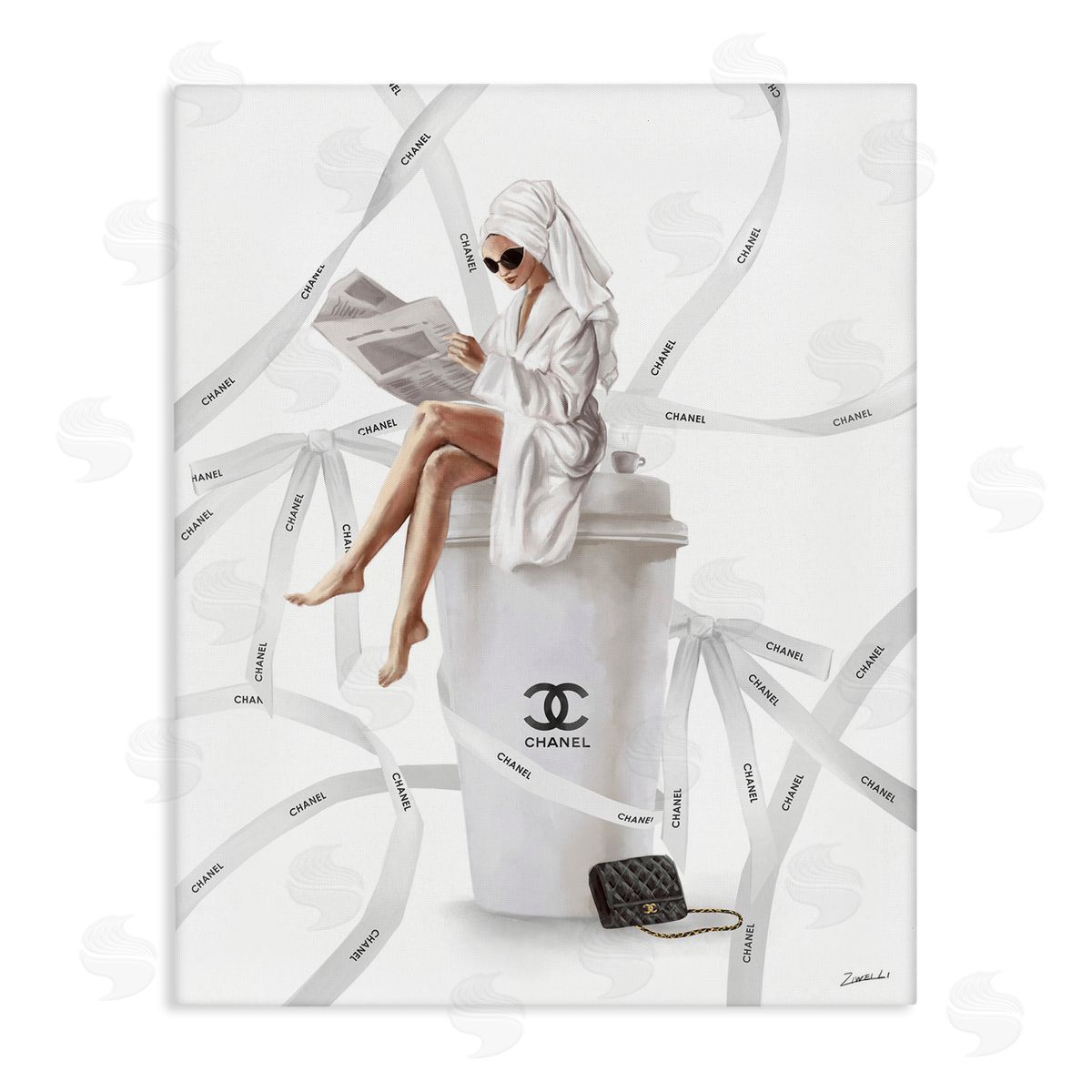 Spa Girl in Bathrobe Canvas Wall Art, Home Decor by Ziwei Li