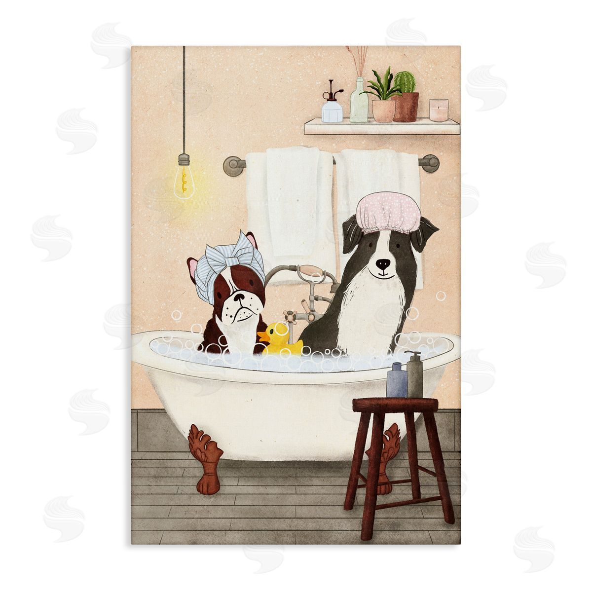 Doggie Bath Time Canvas Wall Art, Home Decor by JJ Design House, LLC.