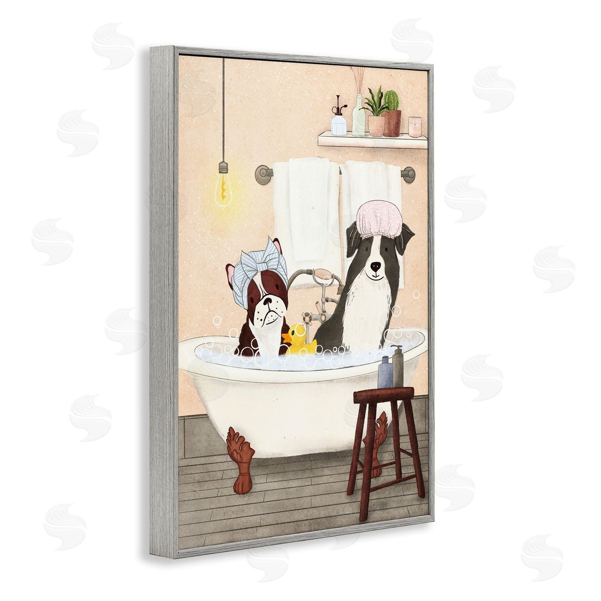 Doggie Bath Time Grey Frame Print Wall Art, Home Decor by JJ Design House, LLC.
