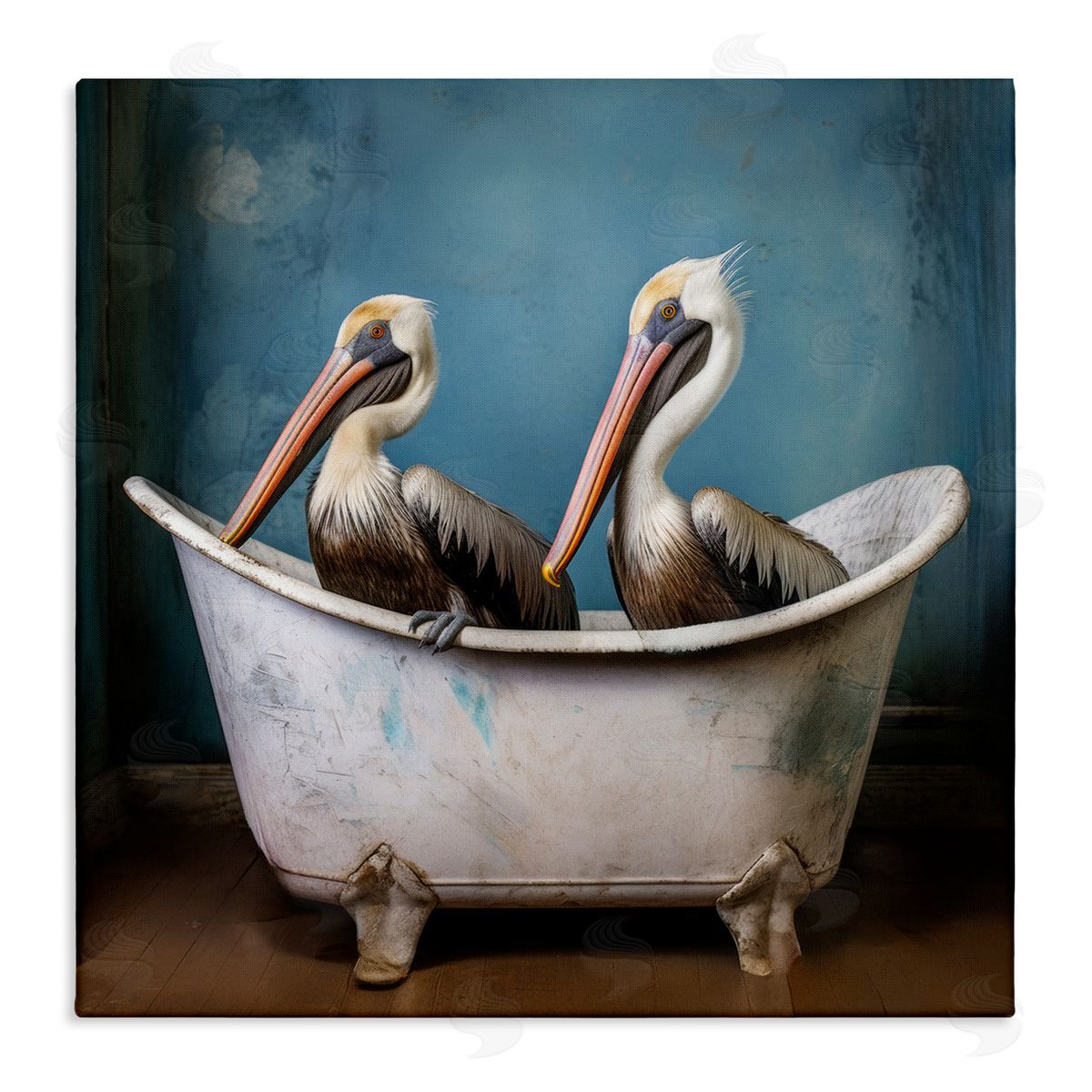 Pelican Bath Time Canvas Wall Art, Home Decor by Lazar Studio