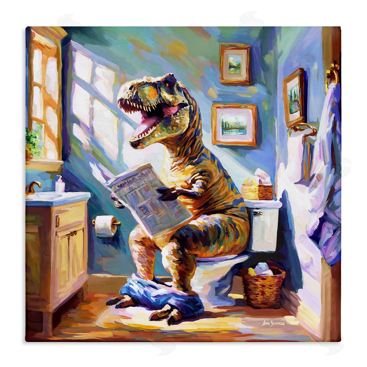 Urban Bathing Bear Canvas Wall Art, Home Decor by Leon Devenice