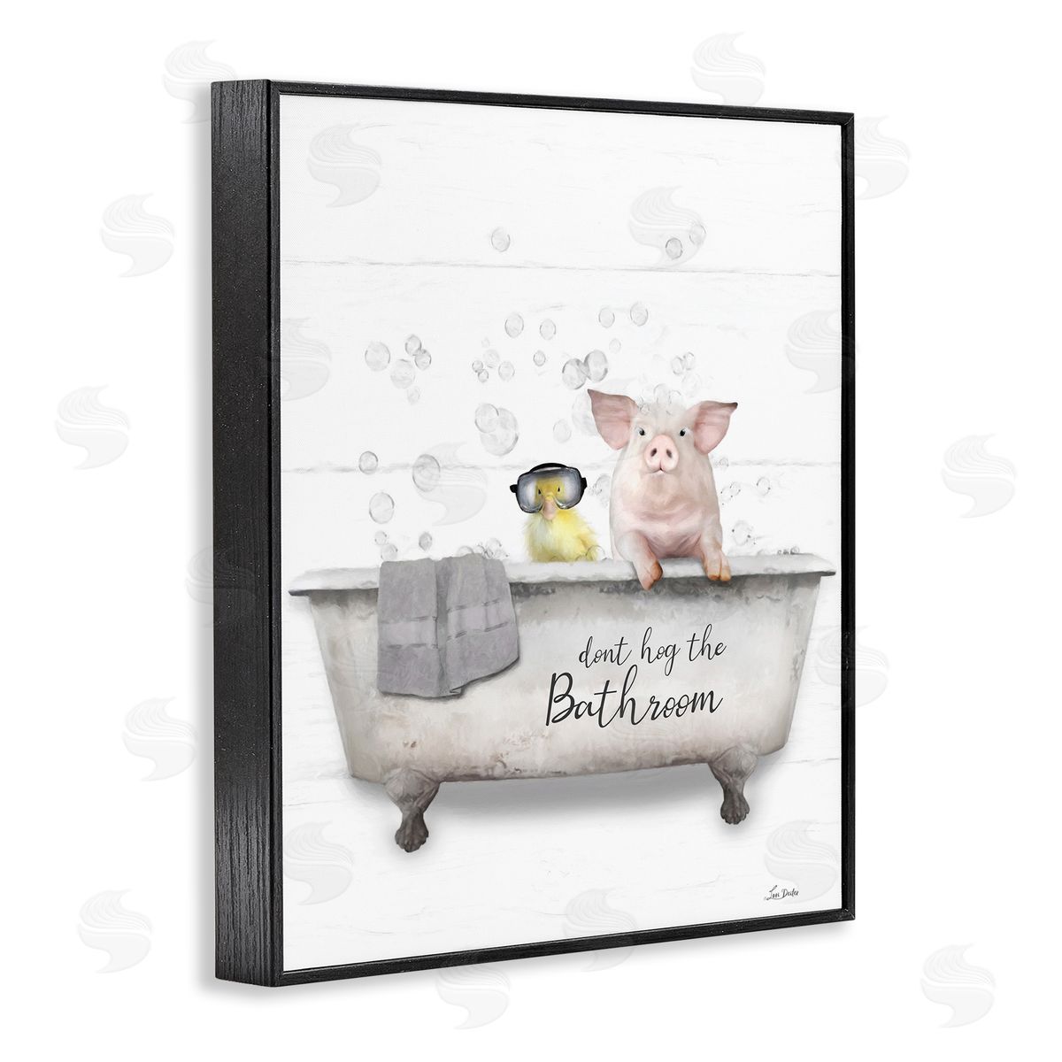Don't Hog Bathroom Black Frame Print Wall Art, Home Decor by Lori Deiter
