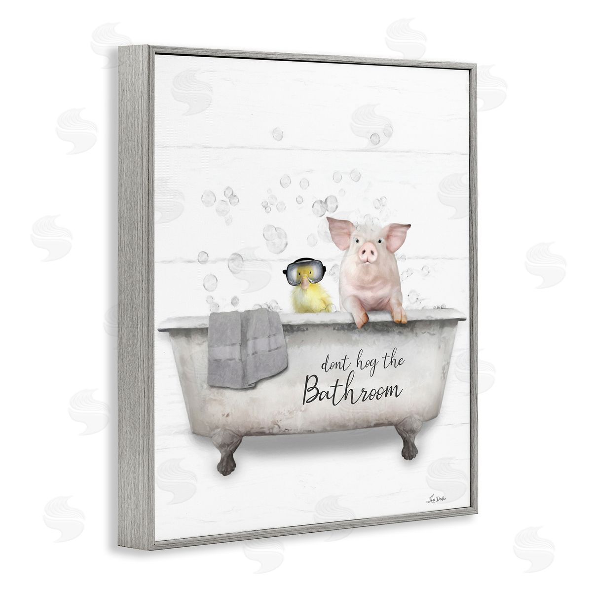 Don't Hog Bathroom Grey Frame Print Wall Art, Home Decor by Lori Deiter