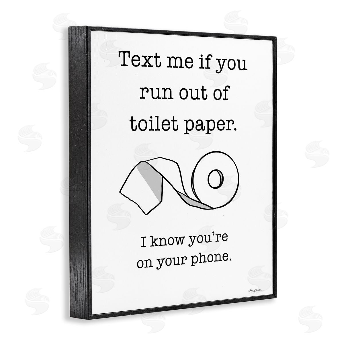 Text Me for Toilet Paper Black Frame Print Wall Art, Home Decor by Molly Matin