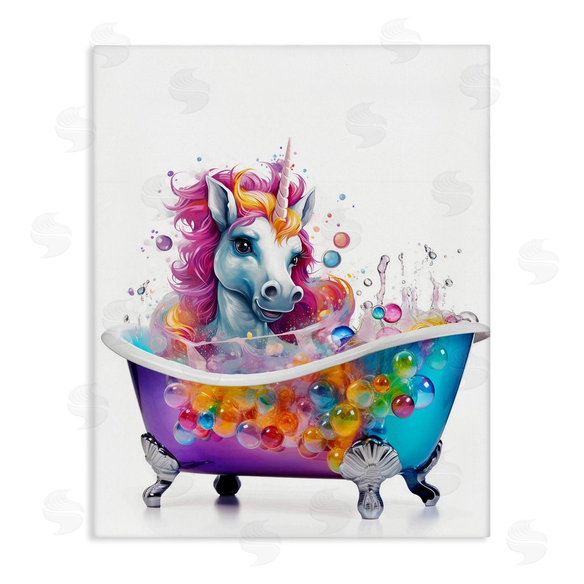 Rainbow Bubbles Unicorn Canvas Wall Art, Home Decor by Mary Cunningham