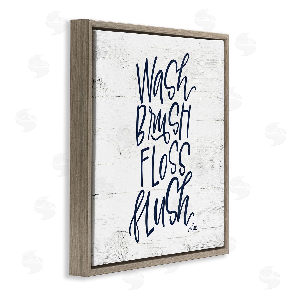 Rustic Bathroom Rules Brown Floating Frame Canvas Wall Art, Home Decor by Valerie Weiners