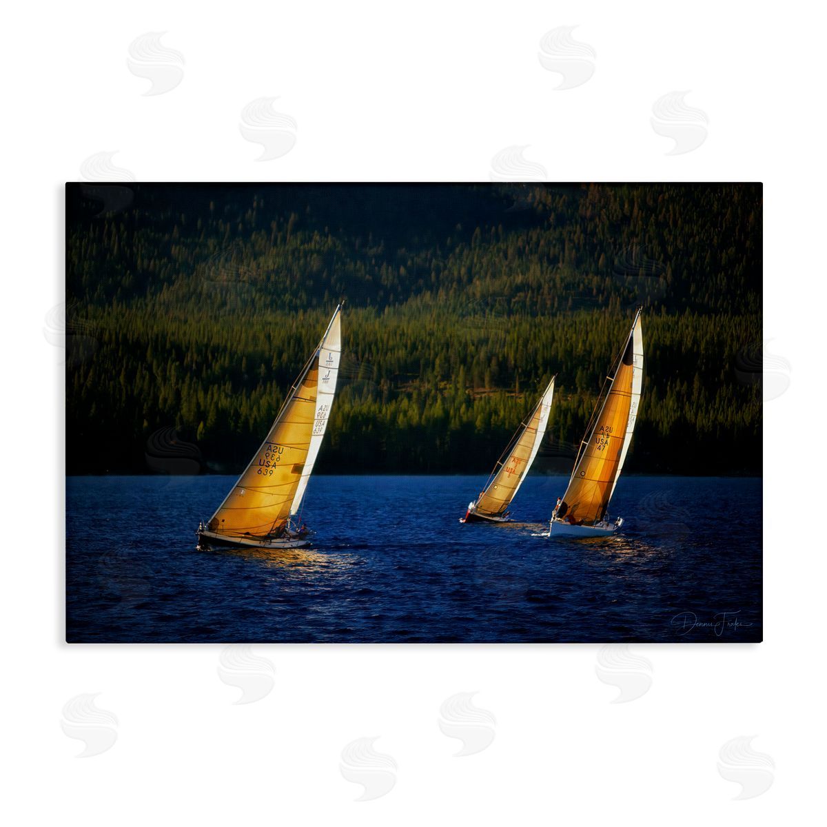 Floating Sailboat Trio Canvas Wall Art, Home Decor by Dennis Frates