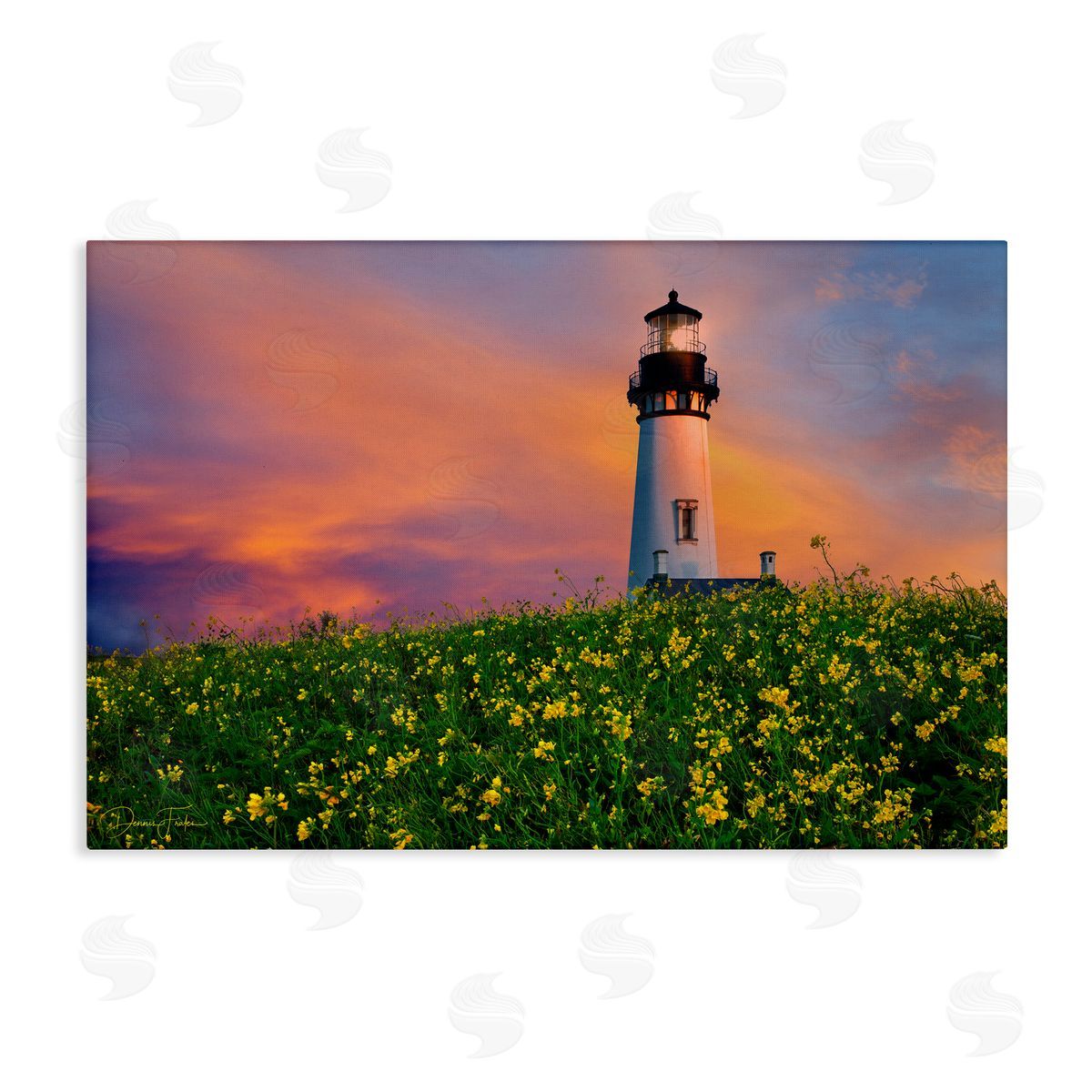 Lighthouse and Floral Meadow Canvas Wall Art, Home Decor by Dennis Frates