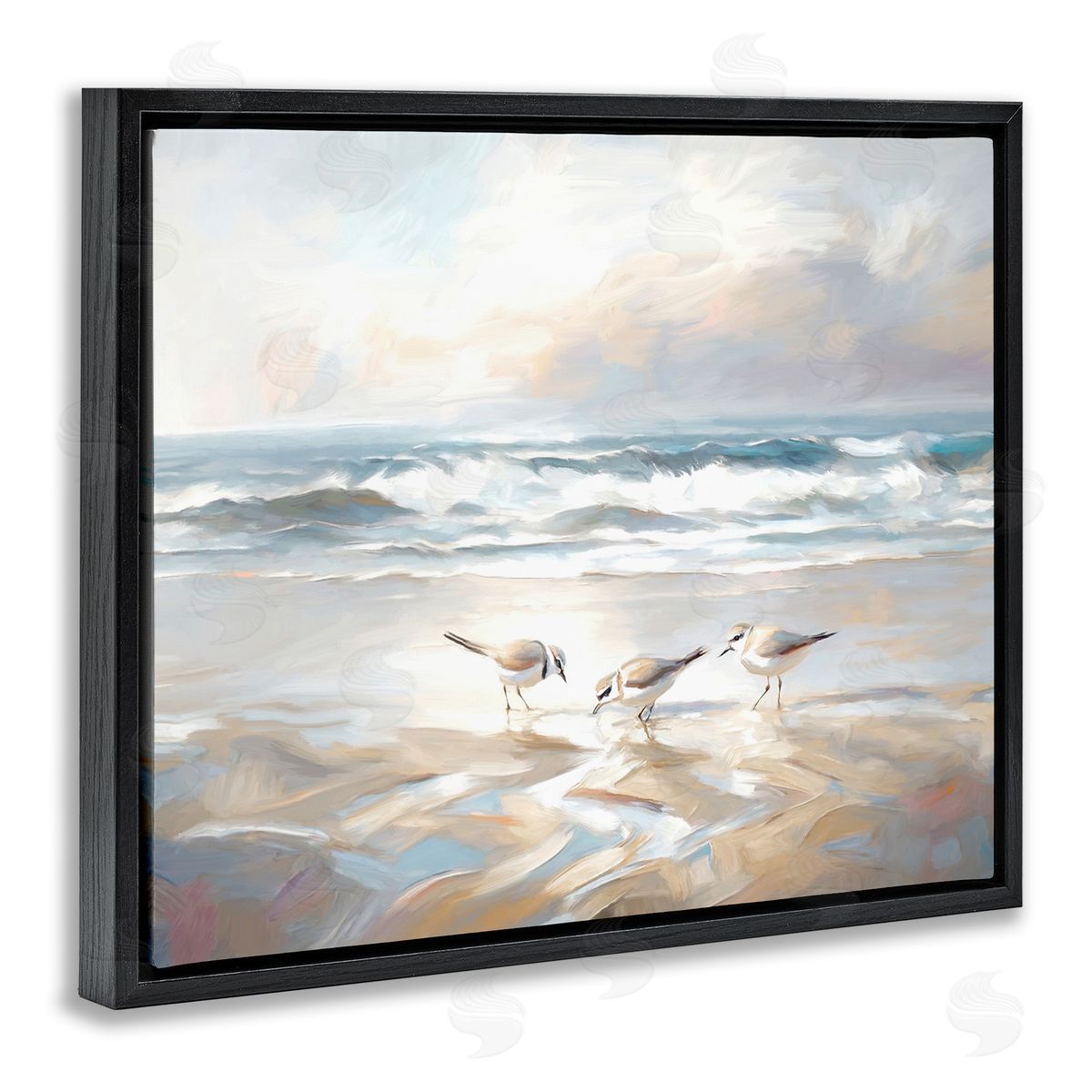 Blue Haven Bay Black Floating Frame Canvas Wall Art, Home Decor by Ramona Murdock