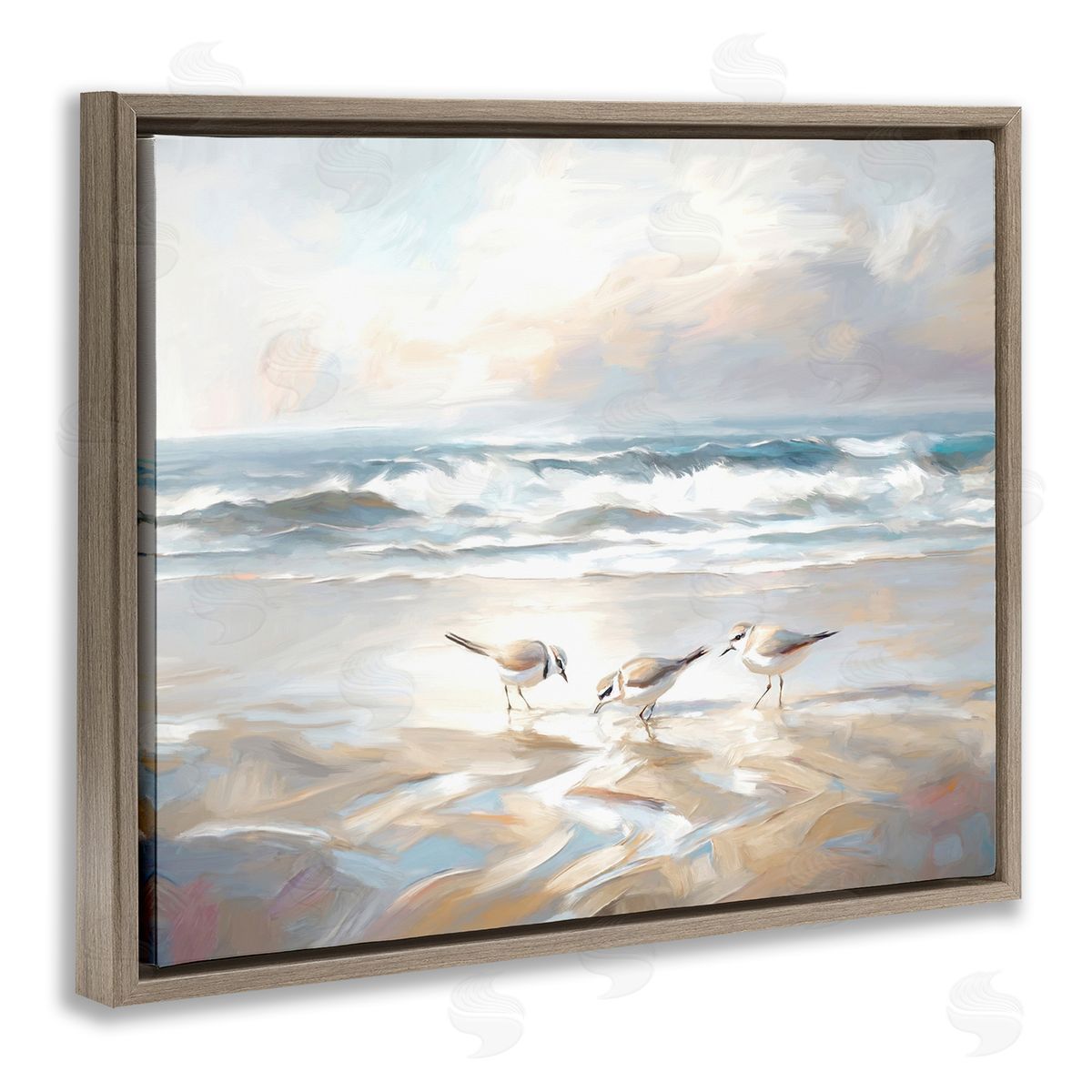Blue Haven Bay Brown Floating Frame Canvas Wall Art, Home Decor by Ramona Murdock