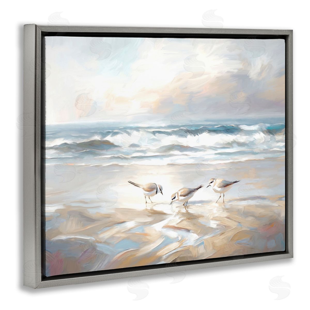 Blue Haven Bay Grey Floating Frame Canvas Wall Art, Home Decor by Ramona Murdock