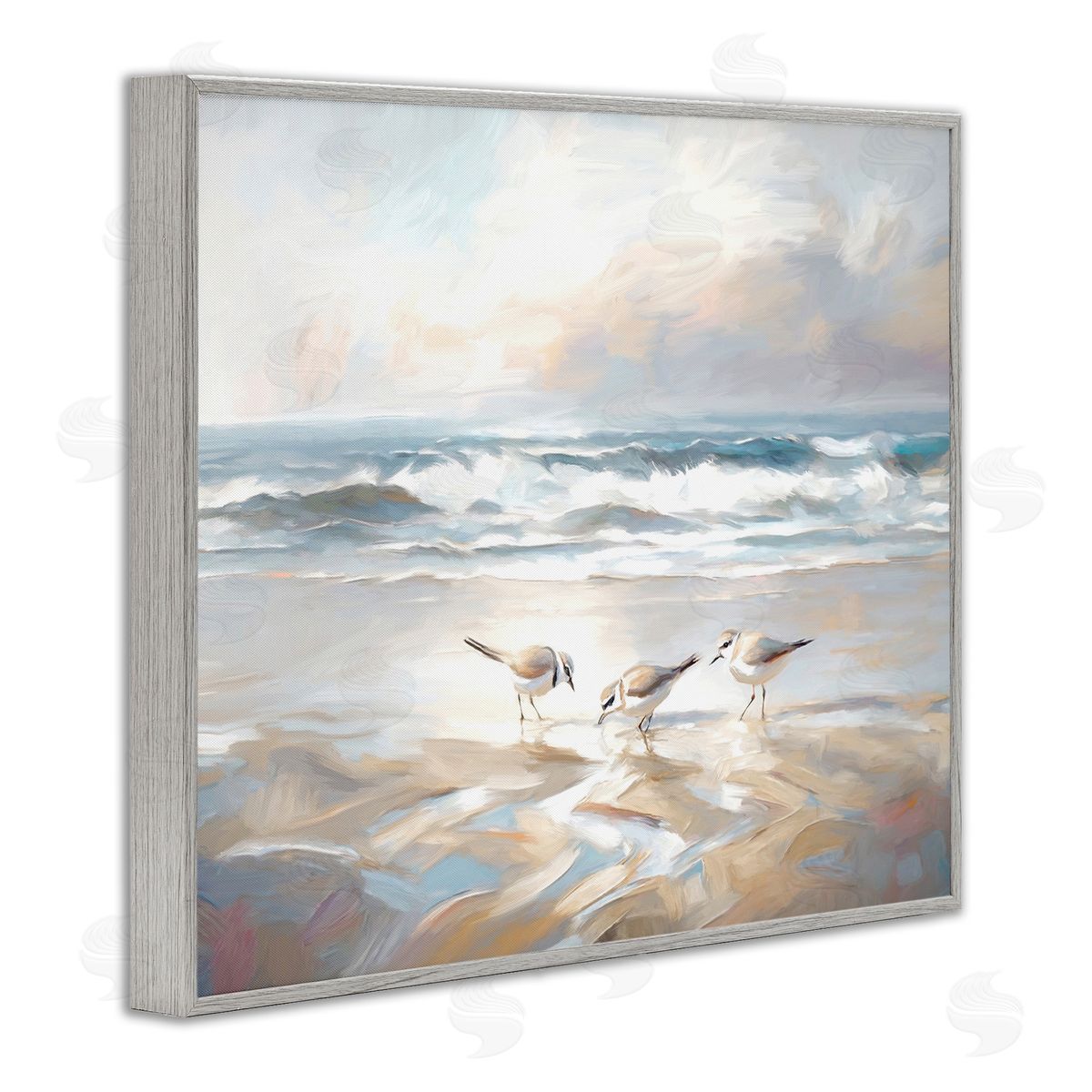 Blue Haven Bay Grey Frame Print Wall Art, Home Decor by Ramona Murdock