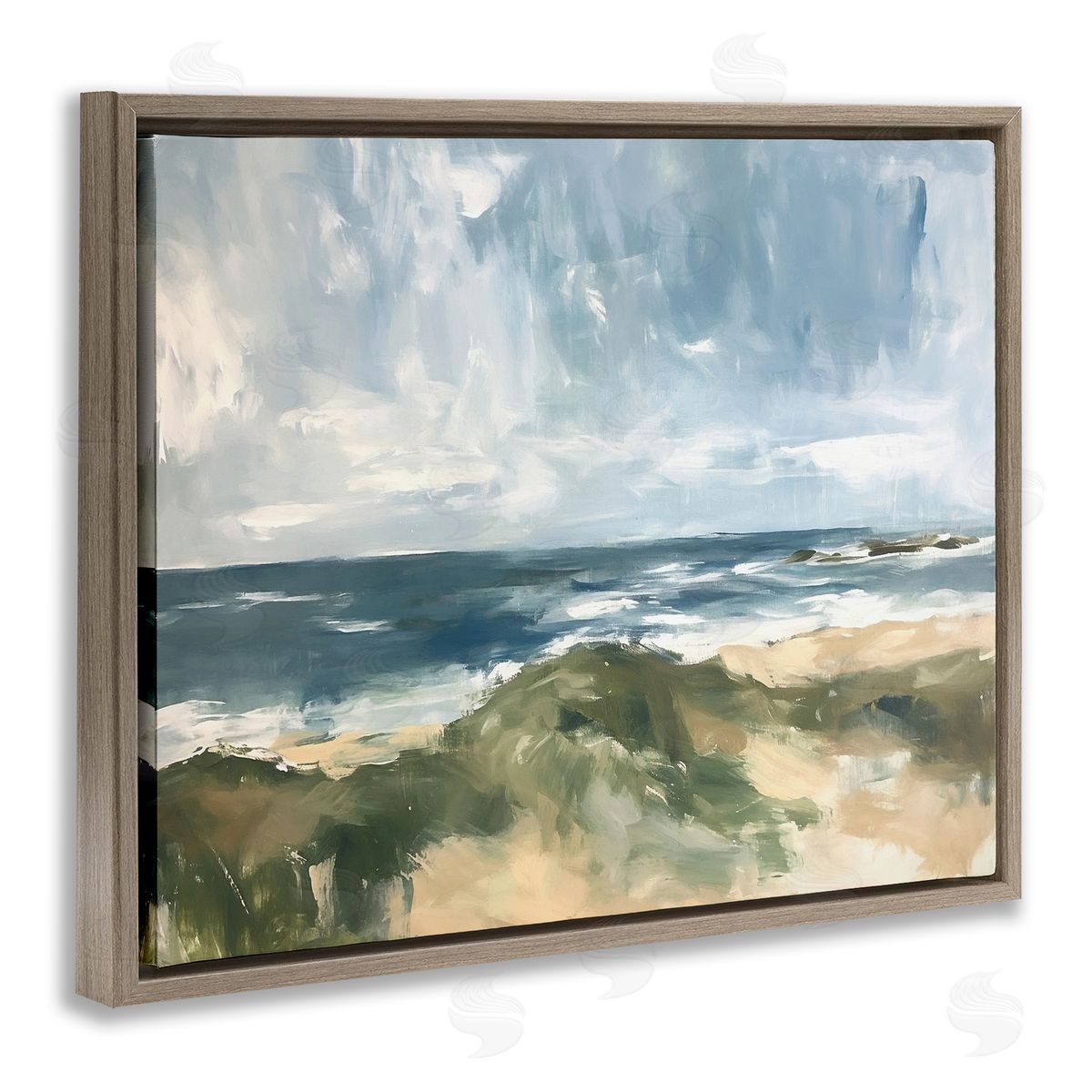 Coastal Wilderness Scenery Brown Floating Frame Canvas Wall Art, Home Decor by Ramona Murdock