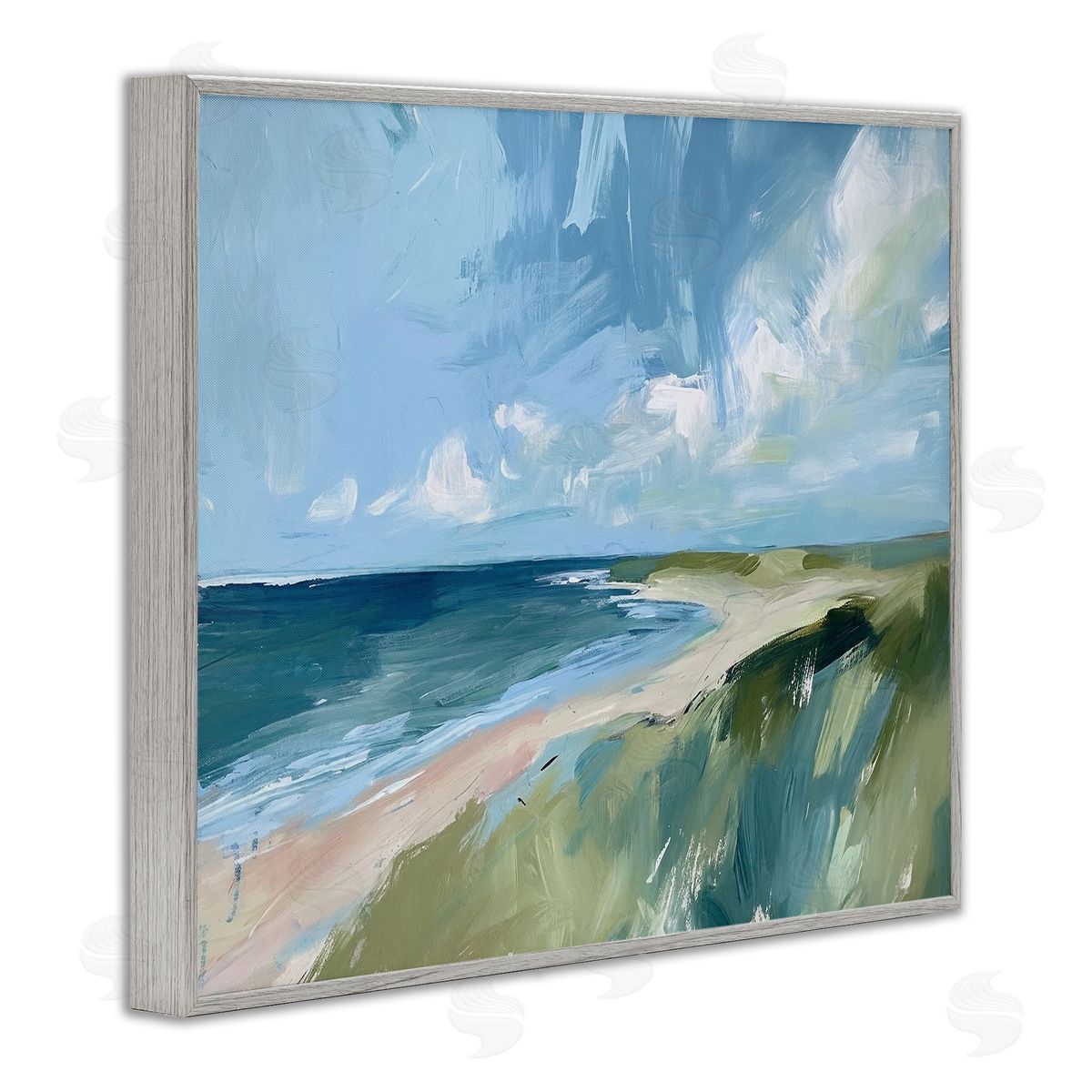 Coastal Wilderness Landscape Grey Frame Print Wall Art, Home Decor by Ramona Murdock