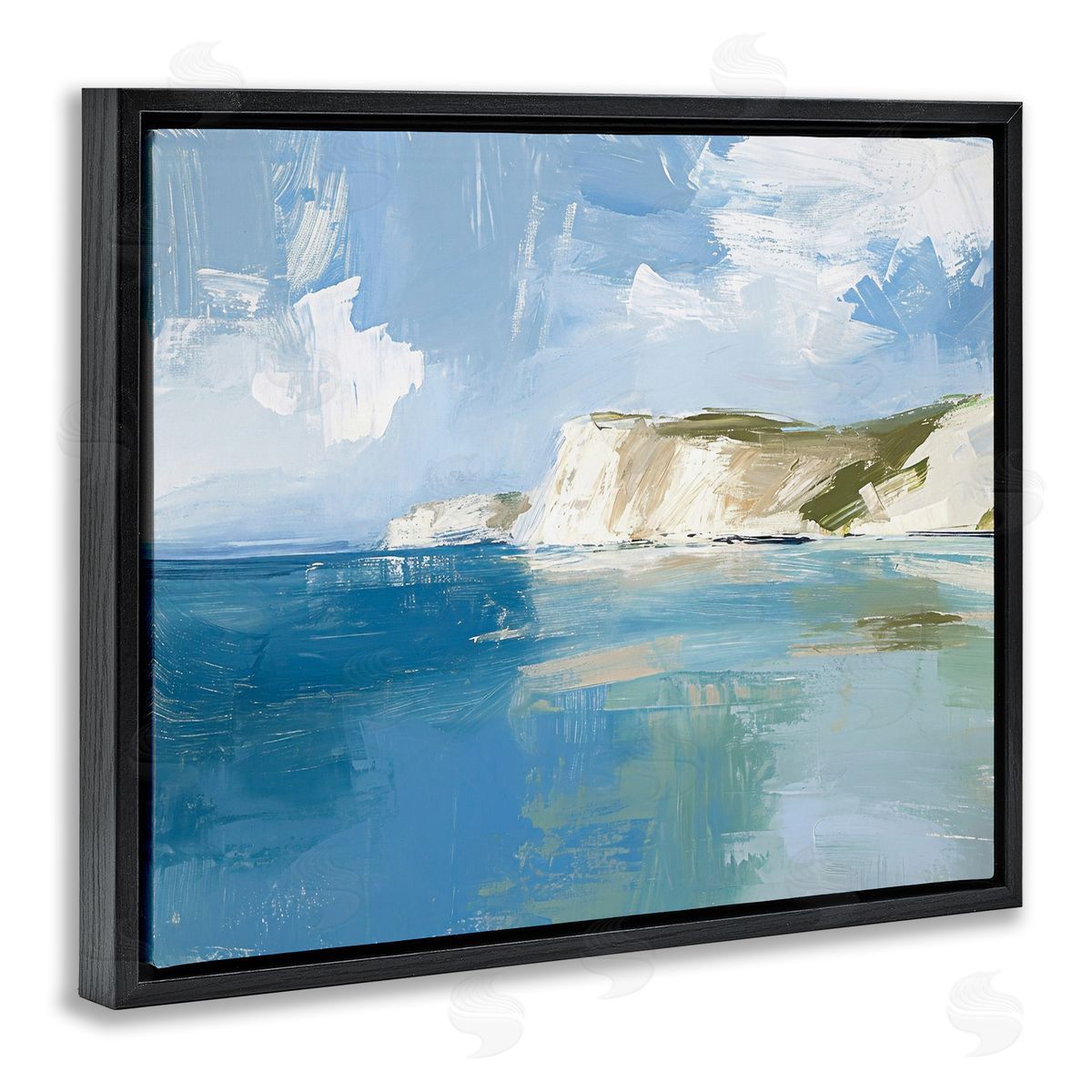 Coastal Wilderness Shore Black Floating Frame Canvas Wall Art, Home Decor by Ramona Murdock