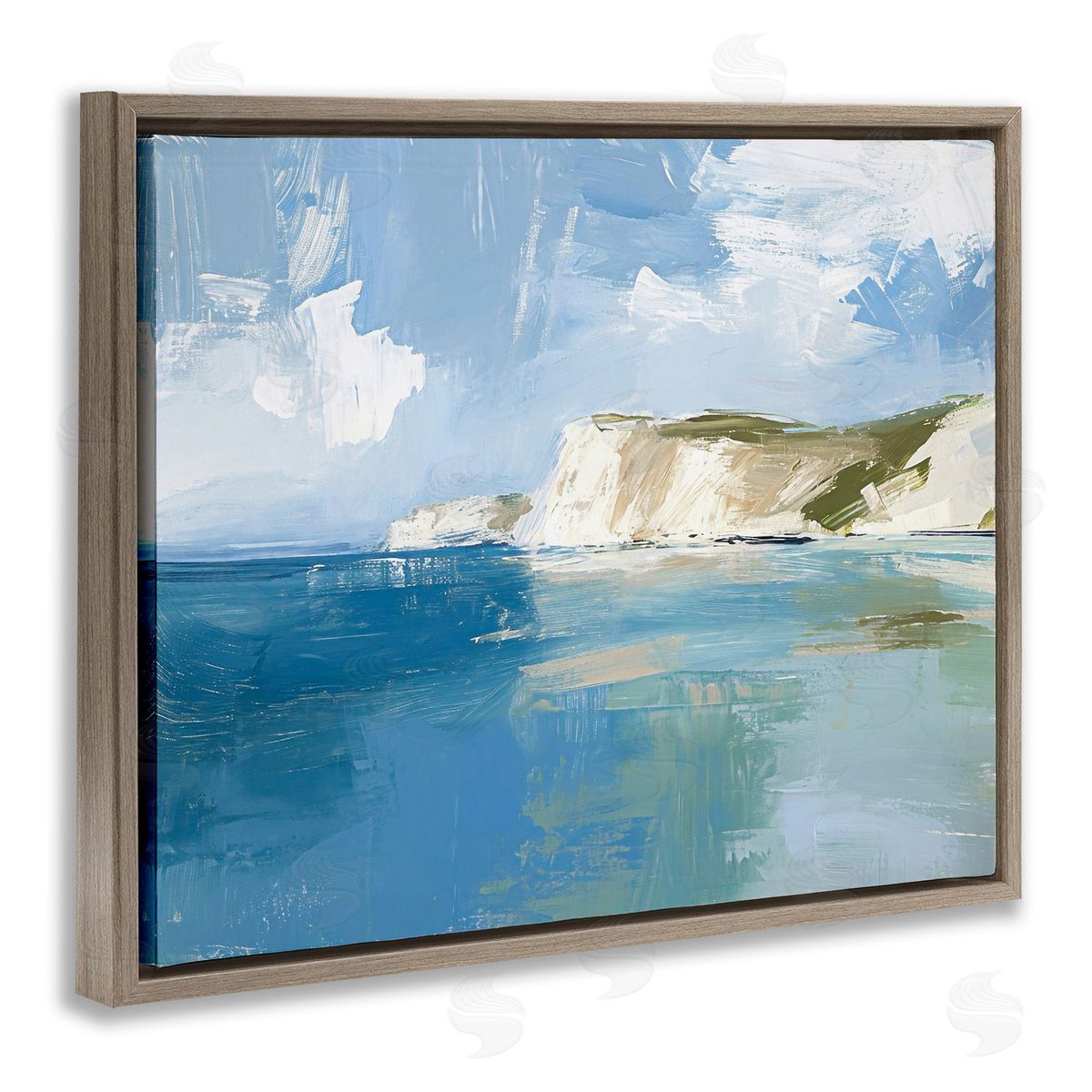Coastal Wilderness Shore Brown Floating Frame Canvas Wall Art, Home Decor by Ramona Murdock