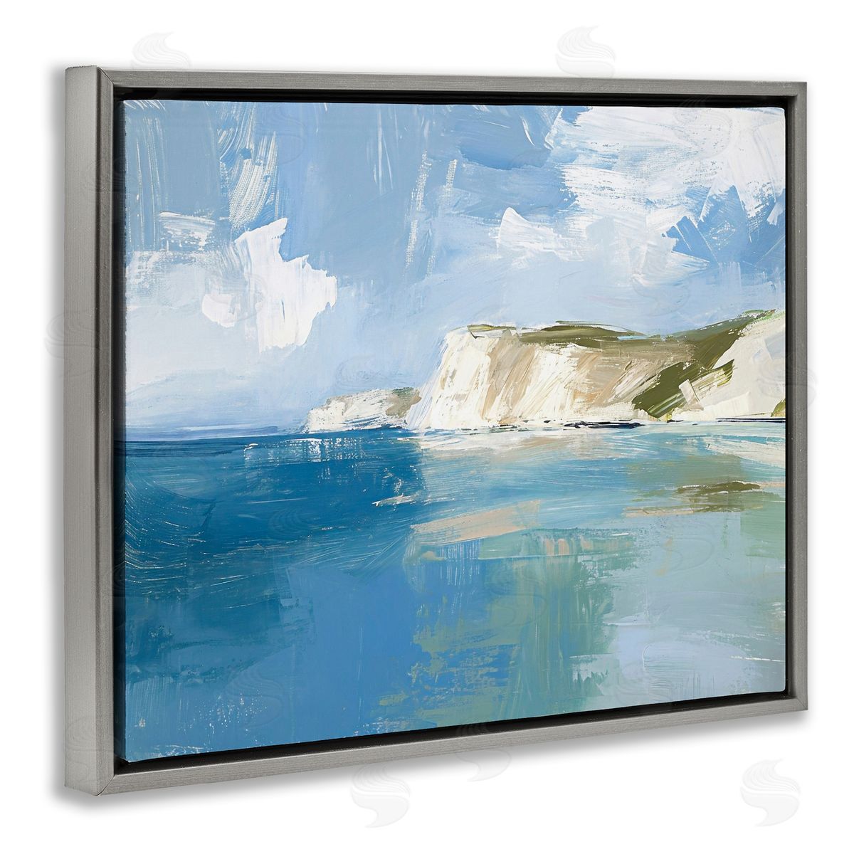 Coastal Wilderness Shore Grey Floating Frame Canvas Wall Art, Home Decor by Ramona Murdock