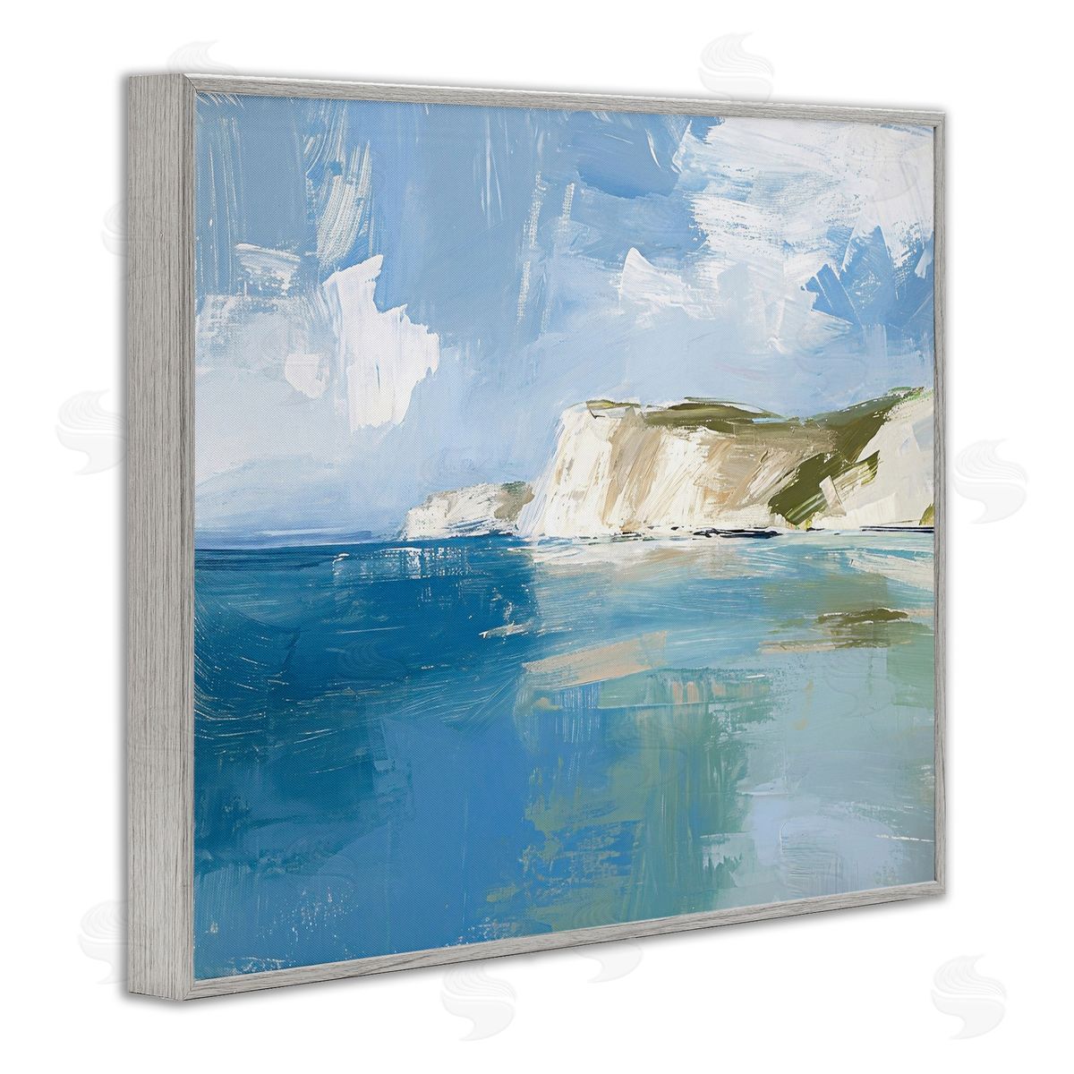 Coastal Wilderness Shore Grey Frame Print Wall Art, Home Decor by Ramona Murdock