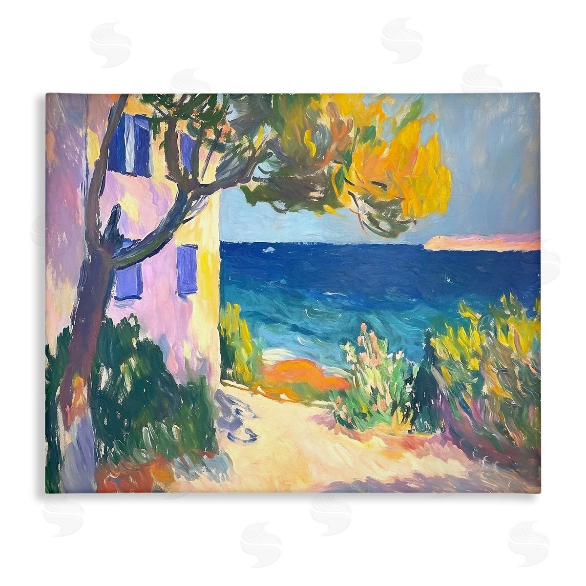 House On Coastline Canvas Wall Art, Home Decor by Ramona Murdock