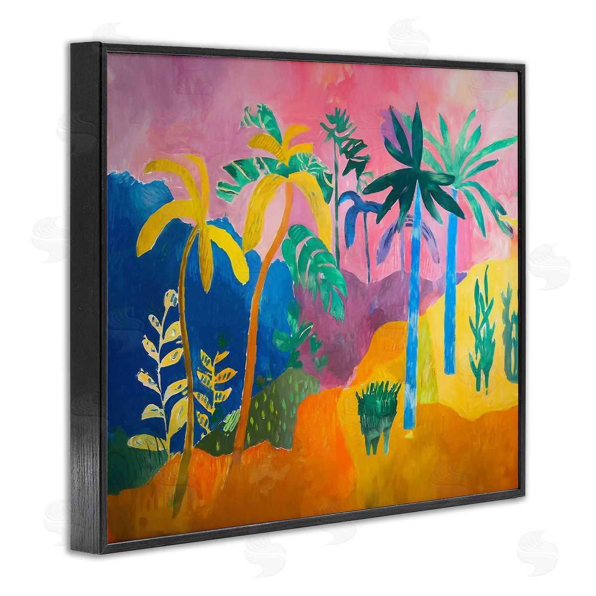 Vivid Tropical Palms Black Frame Print Wall Art, Home Decor by Ramona Murdock