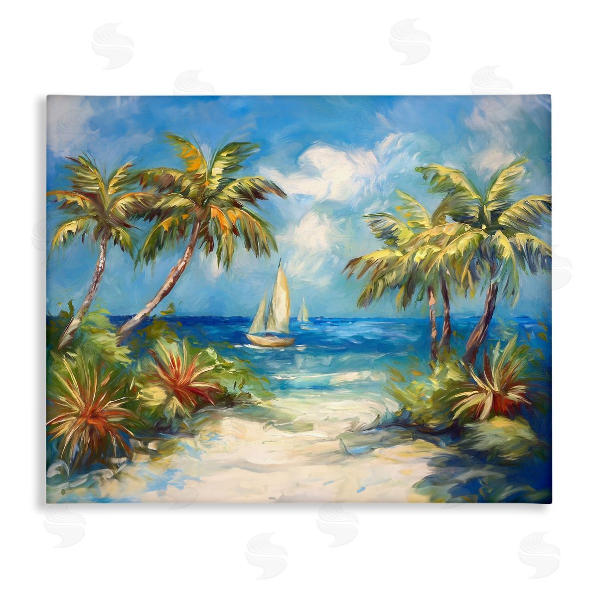 Tropical Paradise Harbor Canvas Wall Art, Home Decor by Ramona Murdock