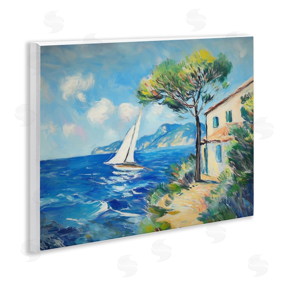 Sailboat and Beach Villa Wood Plaque Wall Art, Home Decor by Ramona Murdock