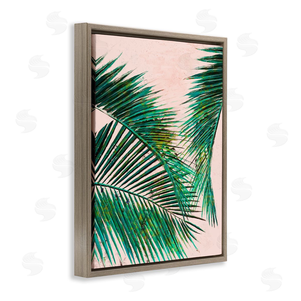 Flowing Palms on Pink Brown Floating Frame Canvas Wall Art, Home Decor by Patricia Pinto
