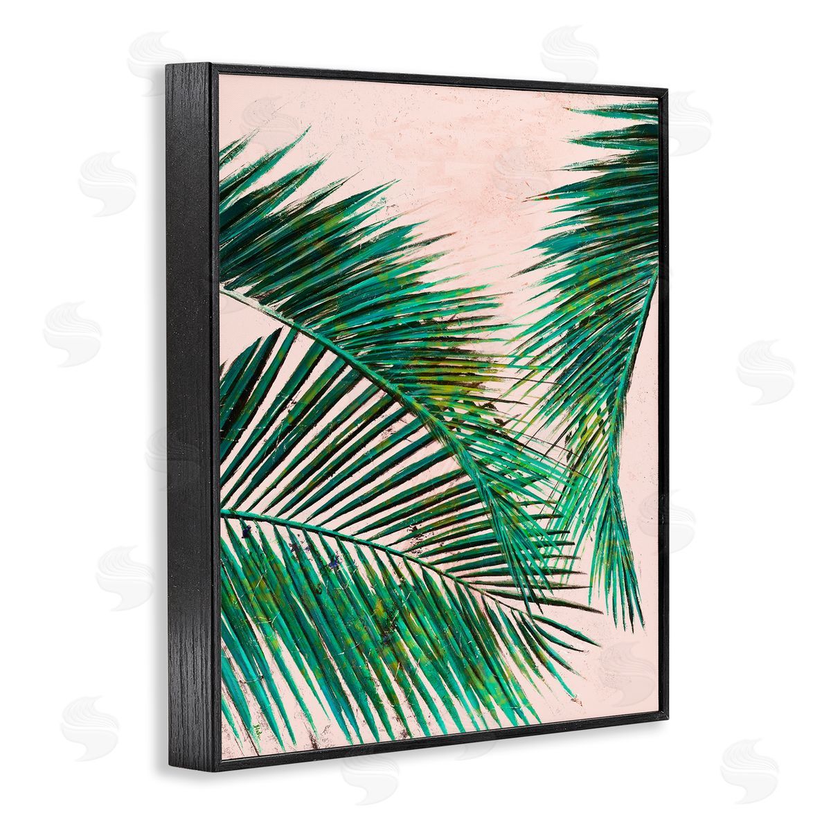 Flowing Palms on Pink Black Frame Print Wall Art, Home Decor by Patricia Pinto