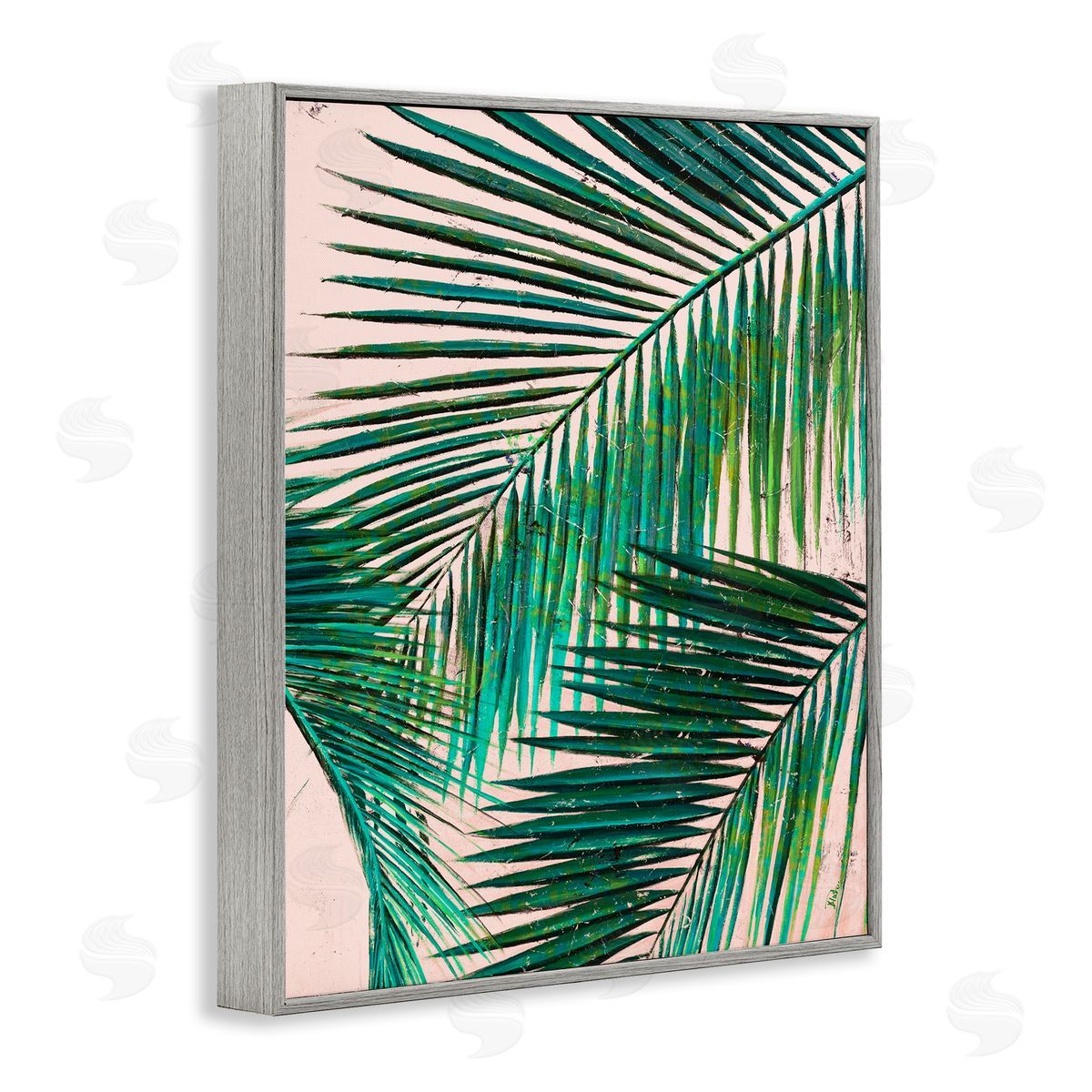 Flowing Palm Fronds Grey Frame Print Wall Art, Home Decor by Patricia Pinto