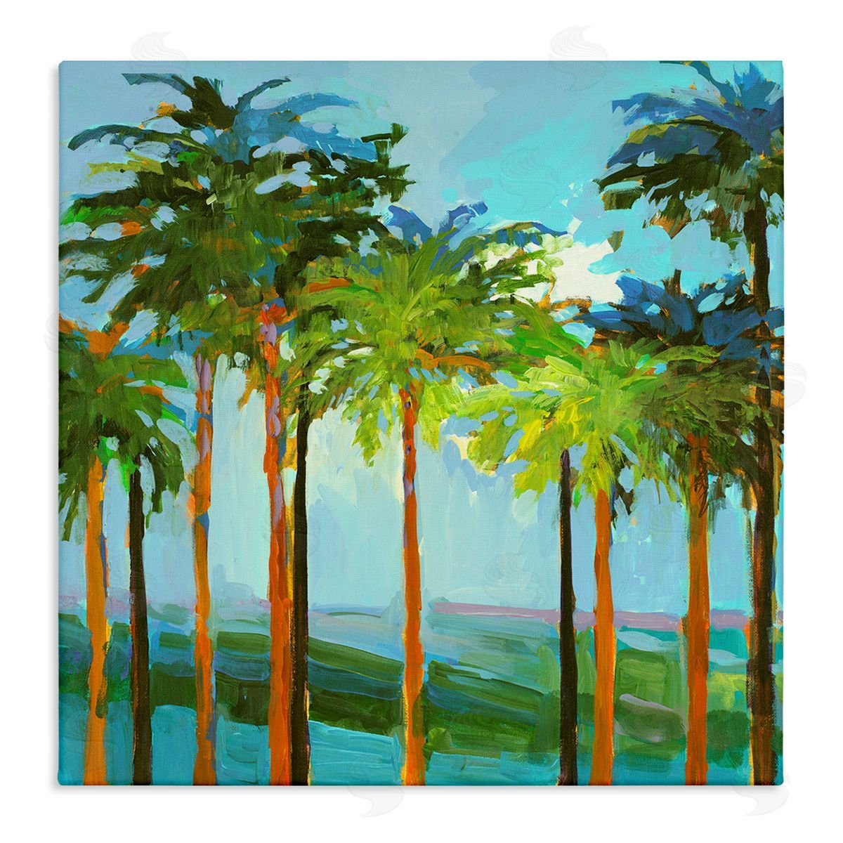 Tall Palms Abstraction Canvas Wall Art, Home Decor by Jane Slivka